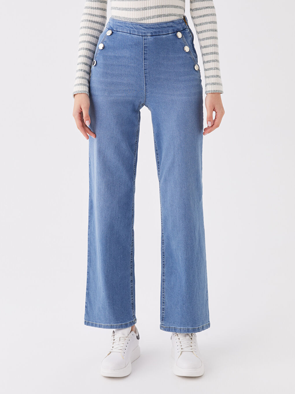 İndigo Wideleg Kadın Jean Pantolon-2