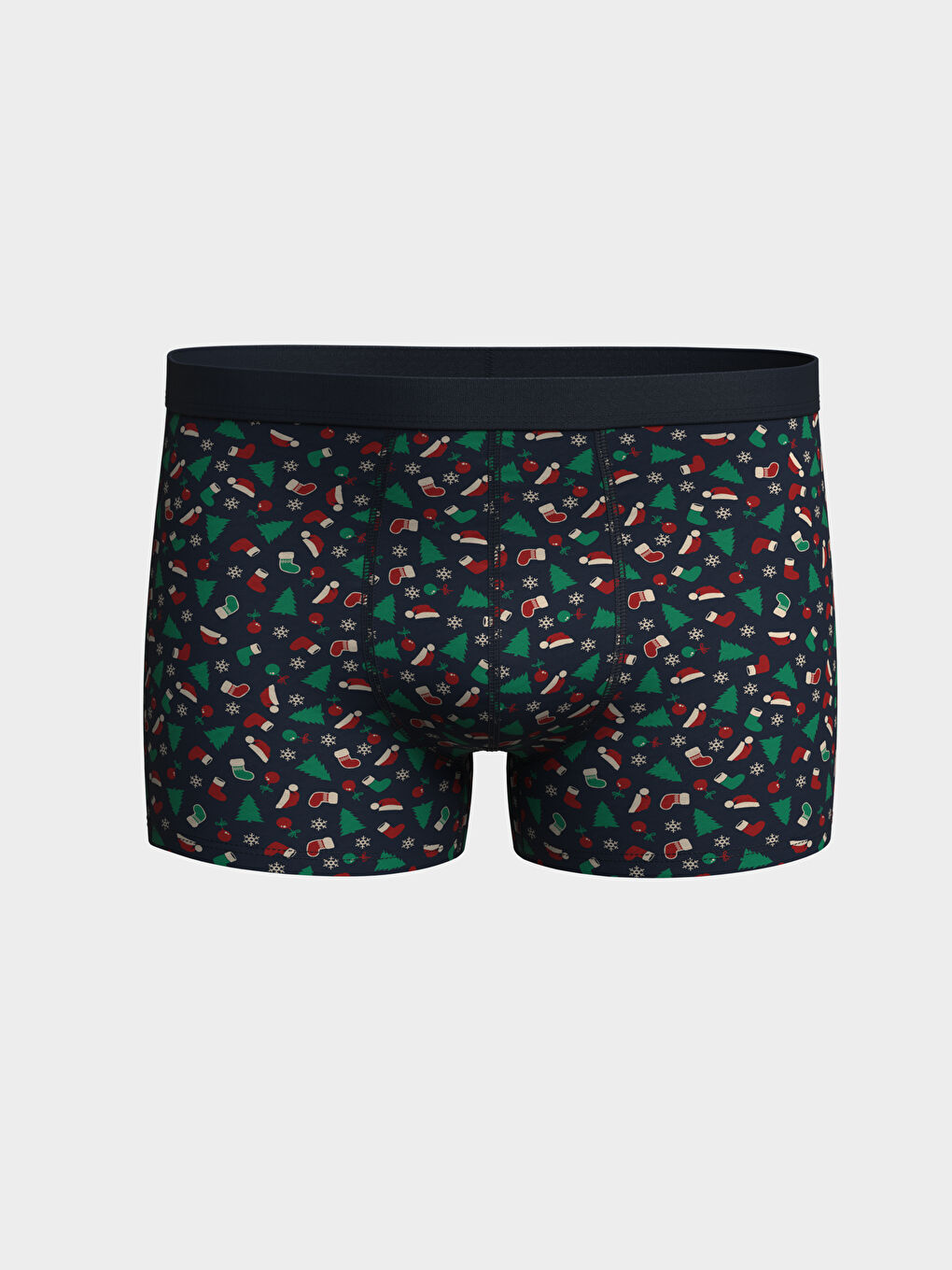 Lacivert Standart Kalıp Yılbaşı Temalı Erkek Boxer