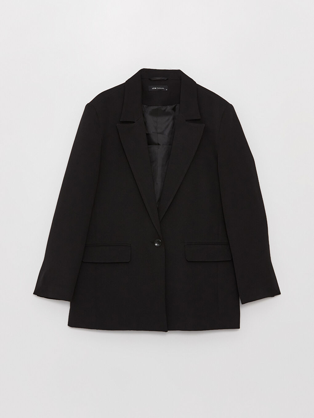 Siyah Düz Uzun Kollu Kadın Blazer Ceket-5