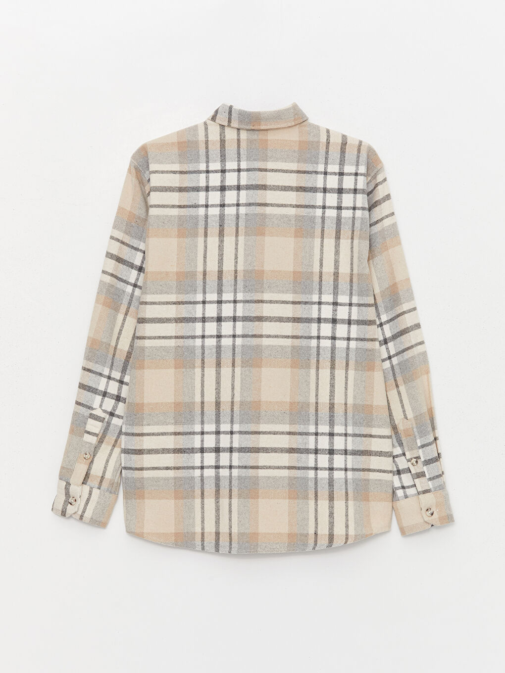 Bej Regular Fit Uzun Kollu Ekose Erkek Oduncu Gömlek-6