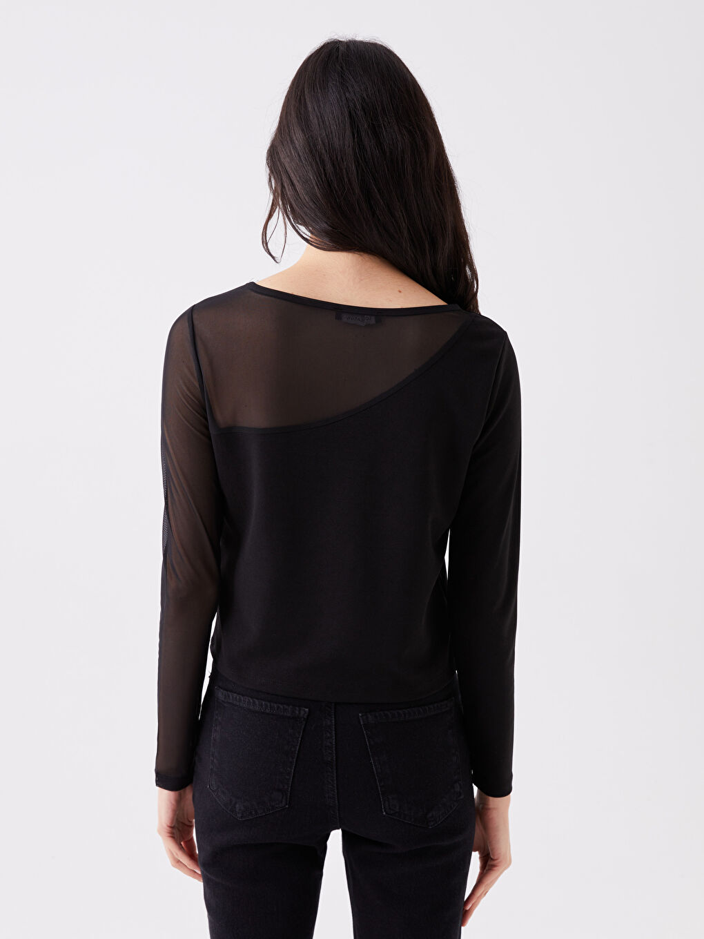 بلوزة نساء كم طويل كول مدور بسيطة-4