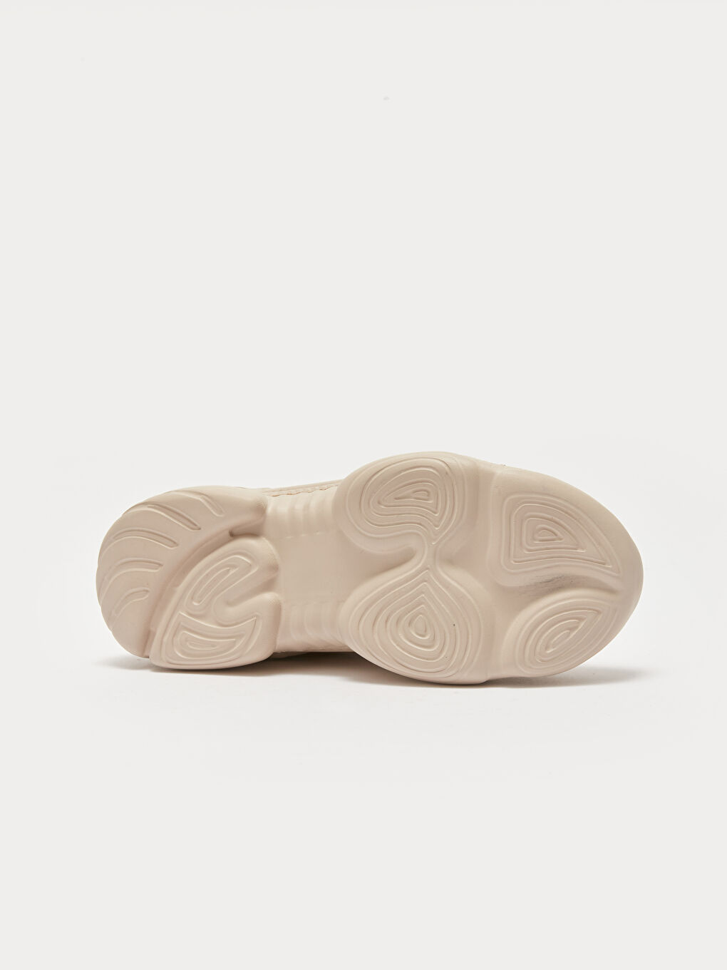 Bej Deri Görünümlü File Detaylı Kadın Spor Ayakkabı-3