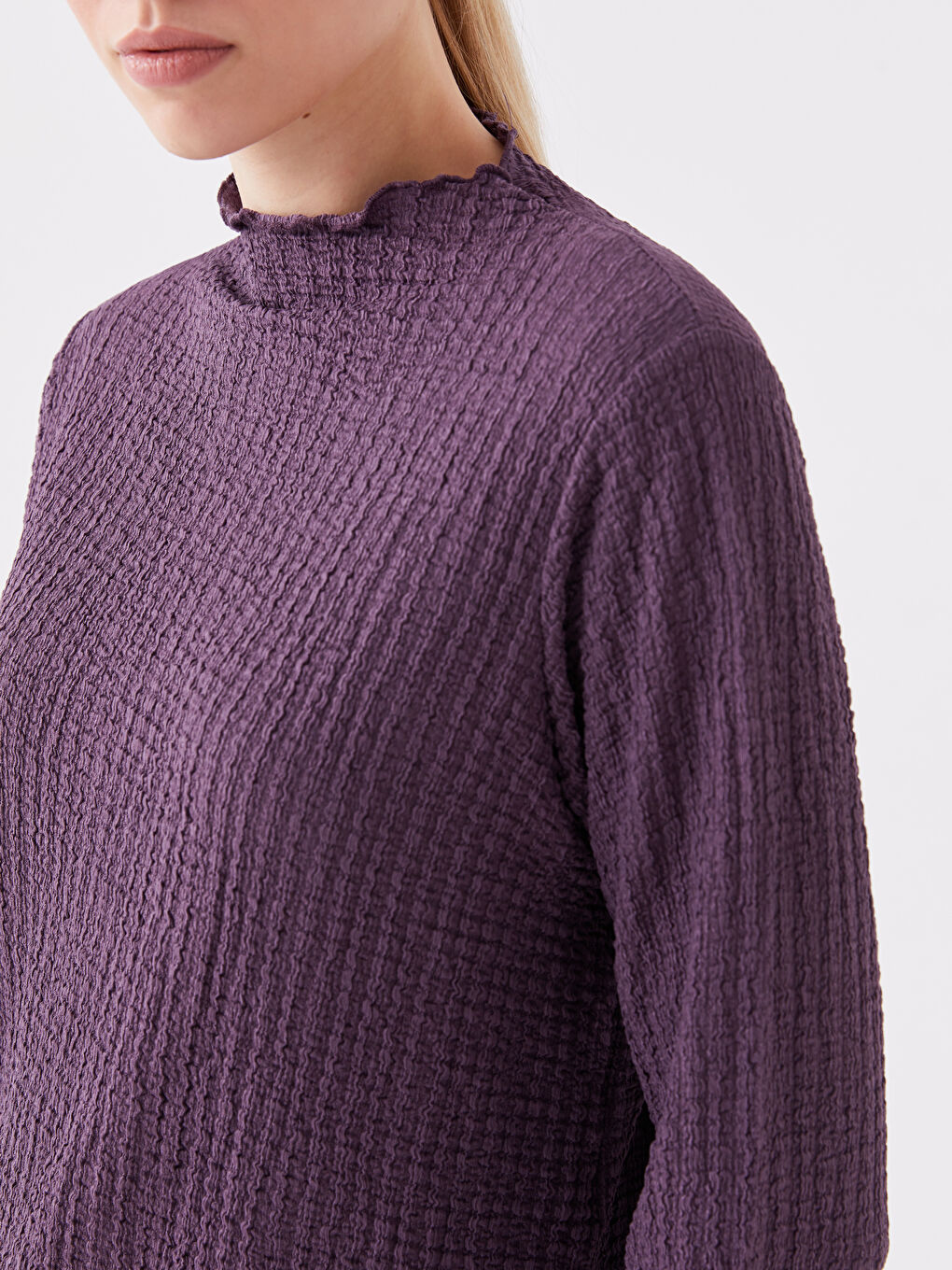 تونيك كم طويل مستقيم بياقة هاي نيك للسيدات-3