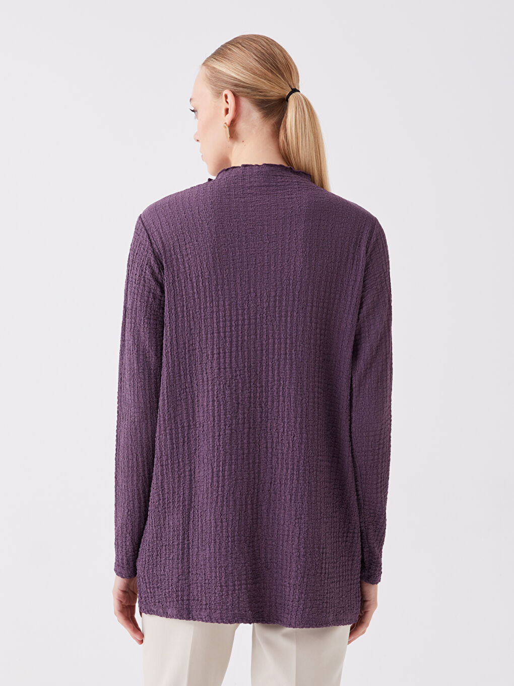 تونيك كم طويل مستقيم بياقة هاي نيك للسيدات-4