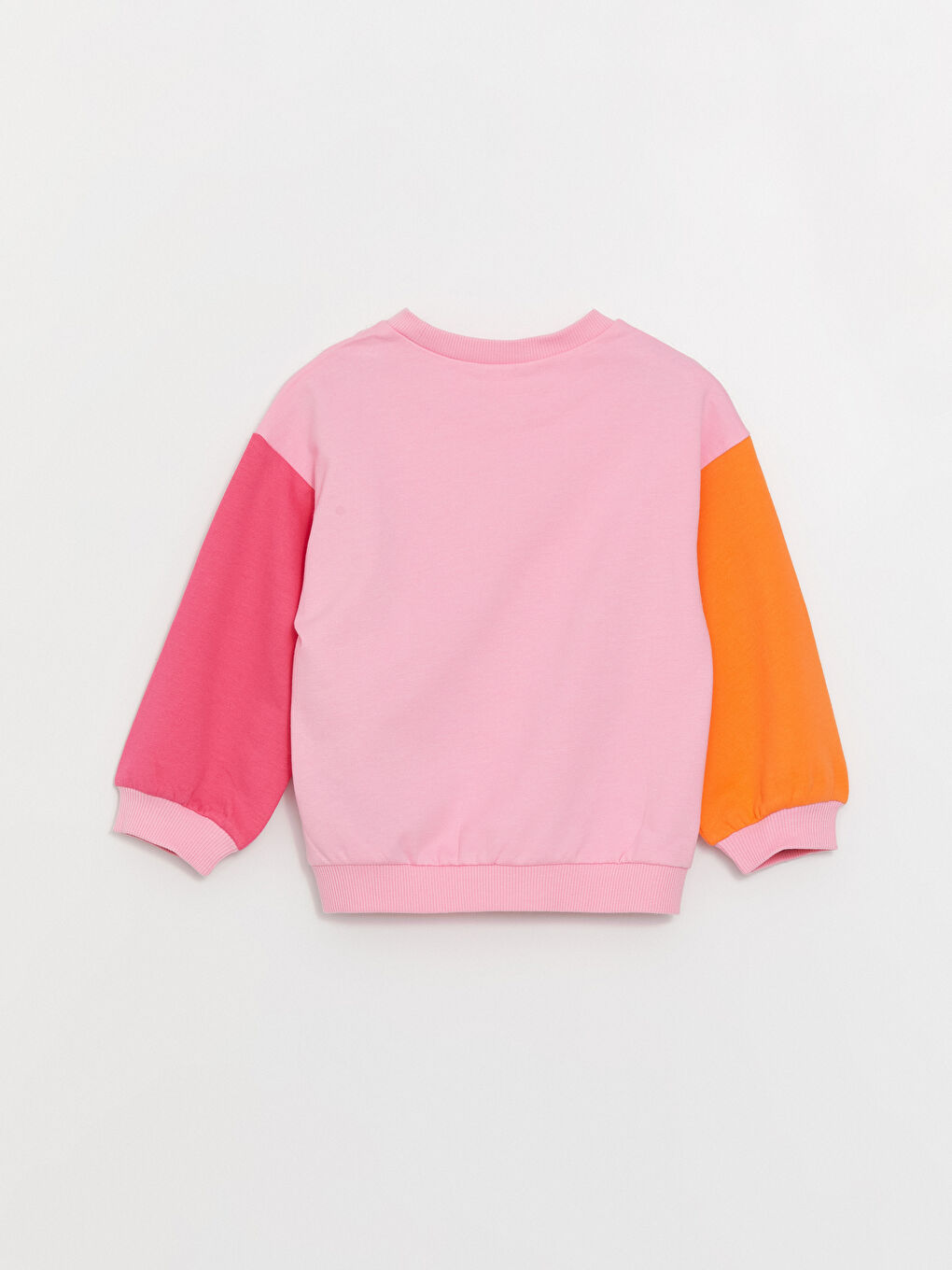 LCW baby Pembe Bisiklet Yaka Baskılı Kız Bebek Sweatshirt ve Pantolon 2'li Takım - 3