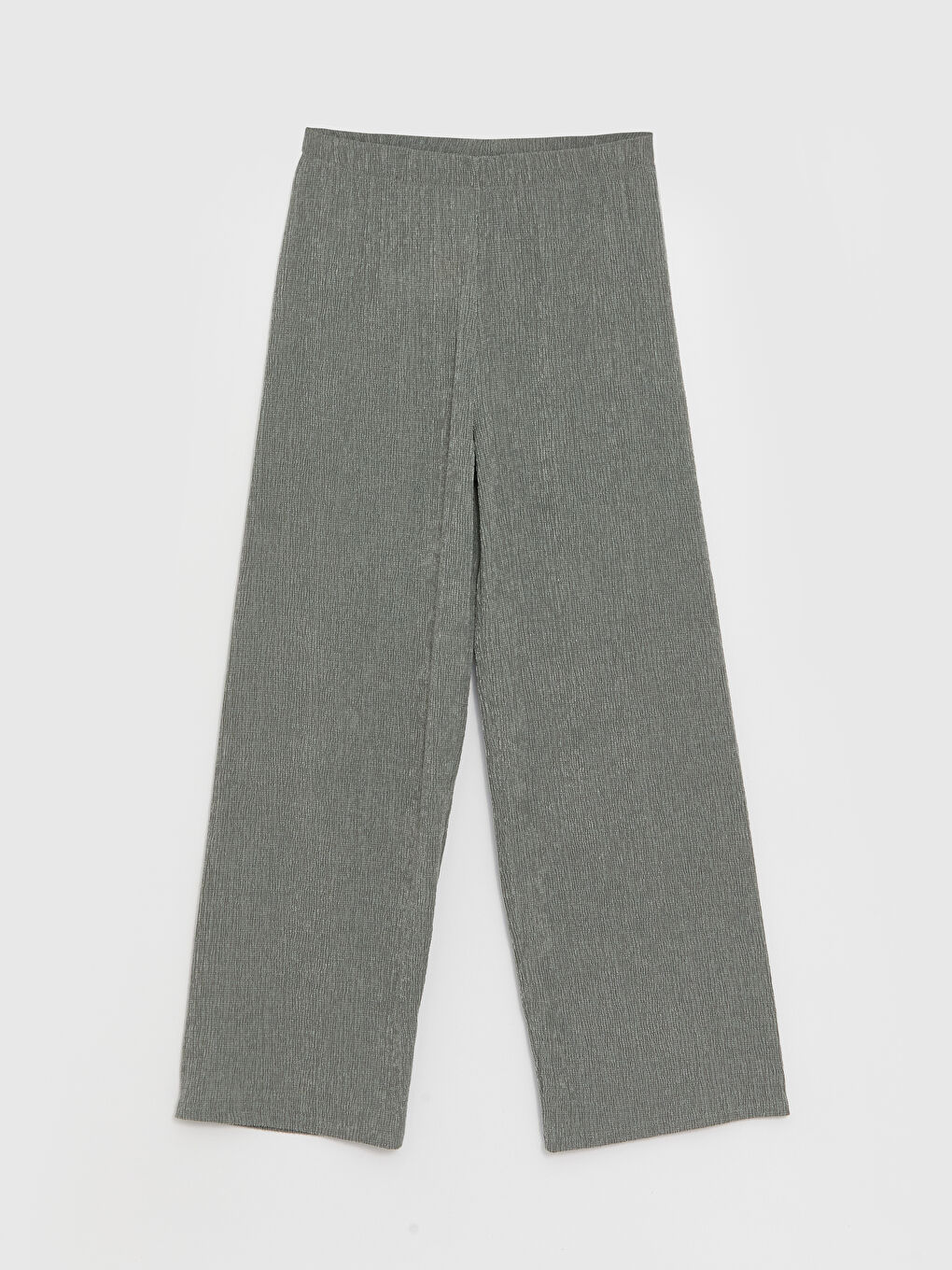 Gri Beli Lastikli Dar Fit Kadın Pantolon-4