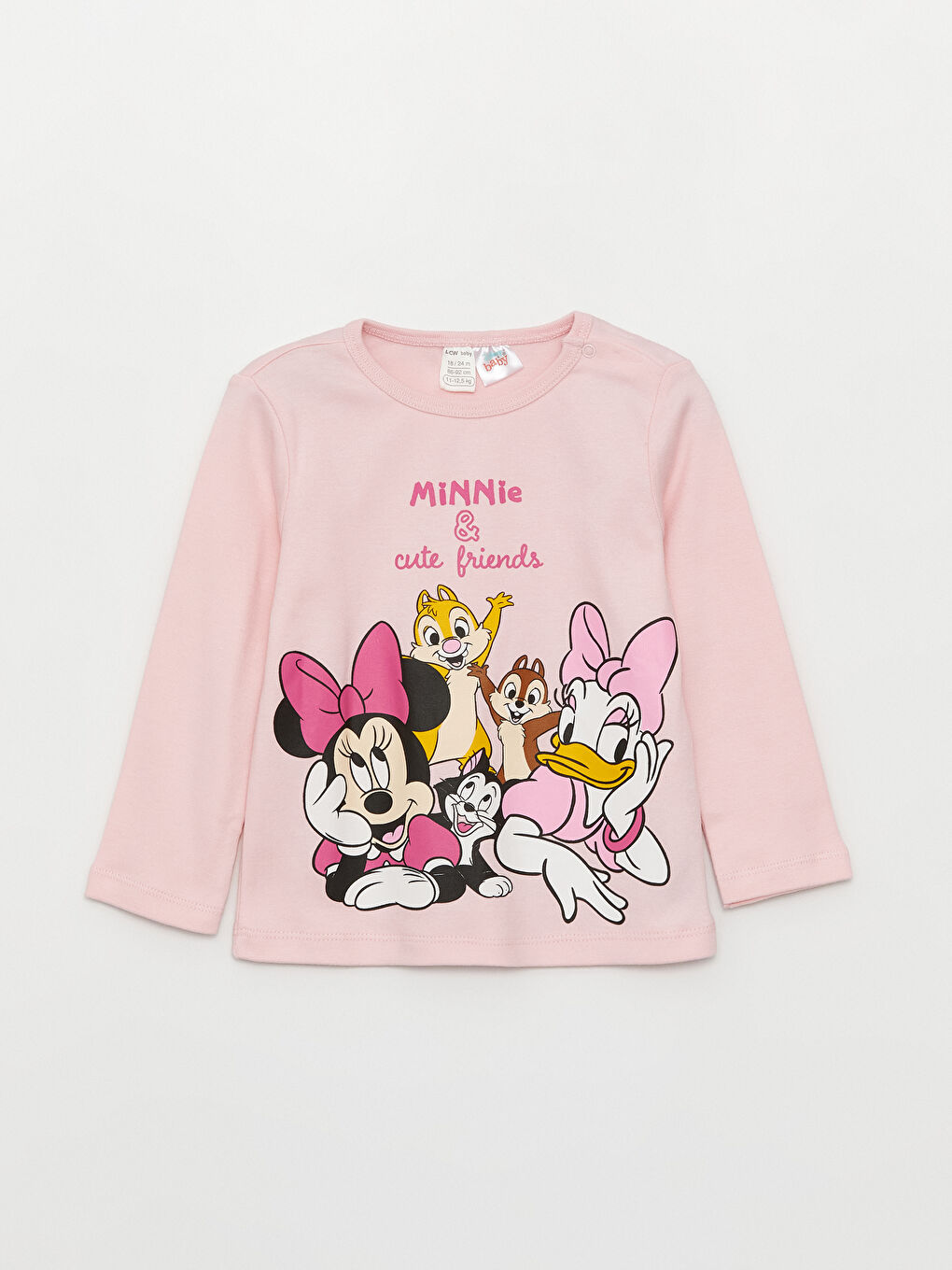 LCW baby Pembe Bisiklet Yaka Minnie Mouse Baskılı Kız Bebek Pijama Takımı 2'li - 1