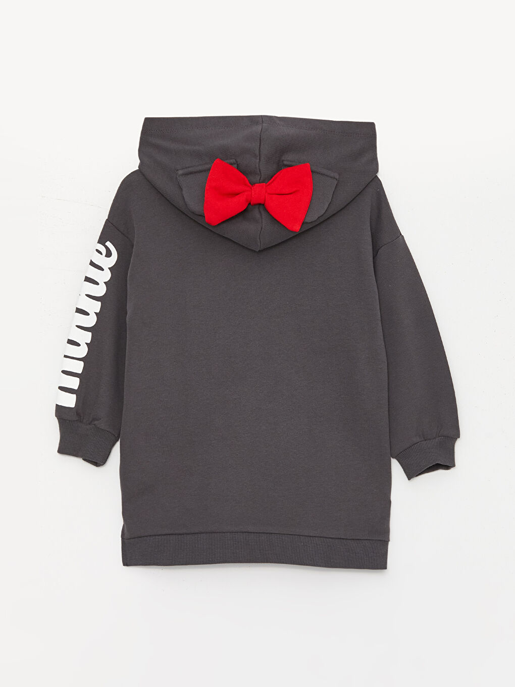 კაპიუშონიანი მინნი მაუსის ნაბეჭდი გრძელმკლავიანი გოგონას კაბა დედა-შვილის კომბინაცია-4