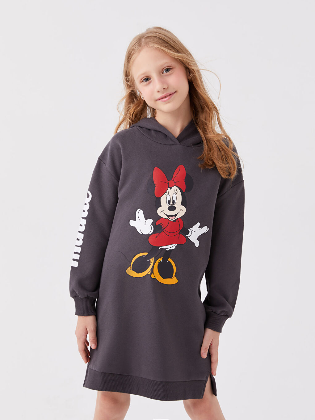 LCW baby Hooded Minnie Mouse Printed Long Sleeve Girls Dress Mother Daughter Combination -W3H240Z1-HJU