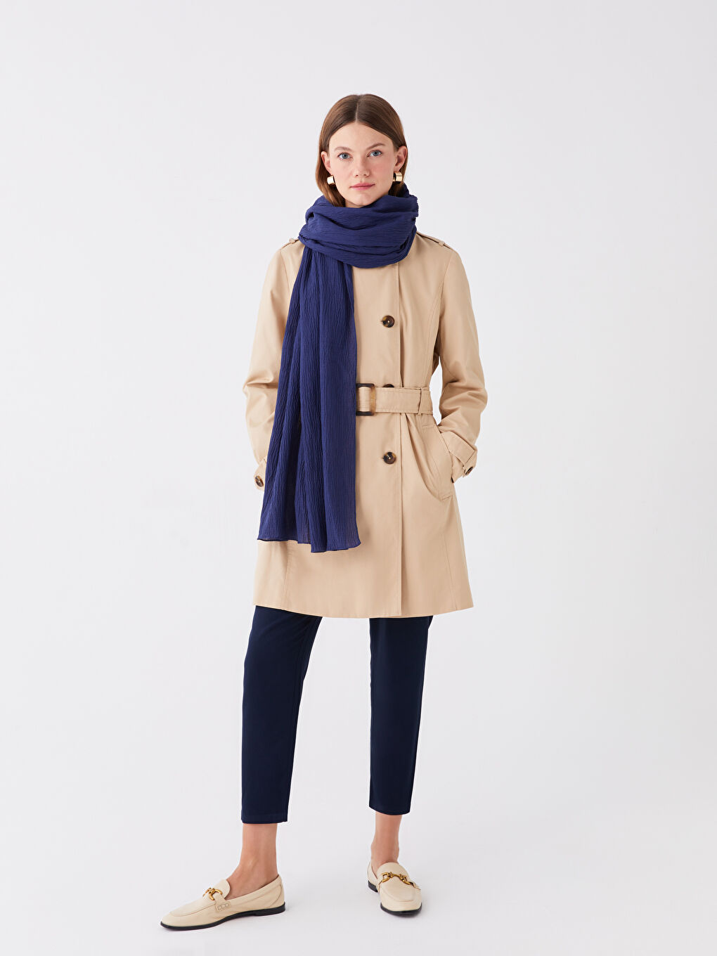 Lacivert Kadın Dokuma Şal-1