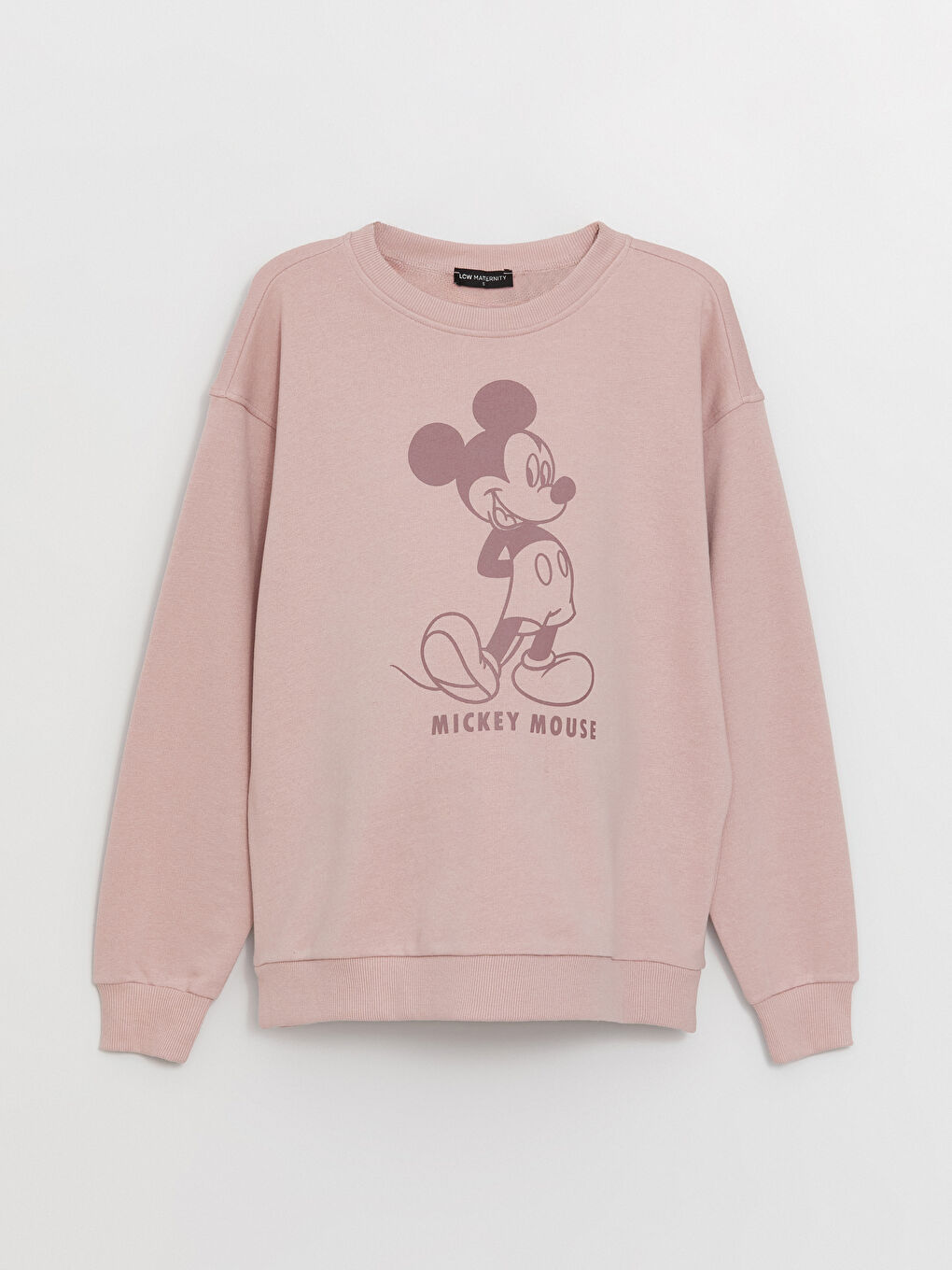 LCWAIKIKI Maternity Açık Gülkurusu Bisiklet Yaka Mickey Mouse Baskılı Uzun Kollu Hamile Sweatshirt - 5