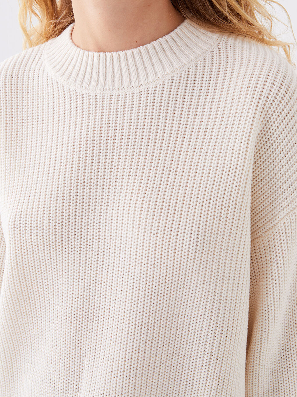 Pull-over en Tricot à Col Rond à Motifs Manches Longues pour Femmes-3