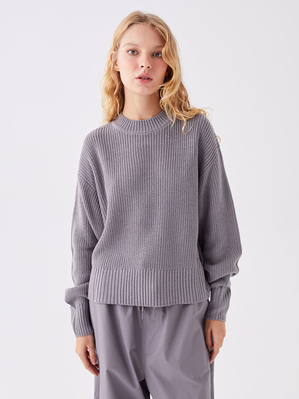 XSIDE Pull-over en Tricot à Col Rond à Motifs Manches Longues pour Femmes -W3H458Z8-VDL