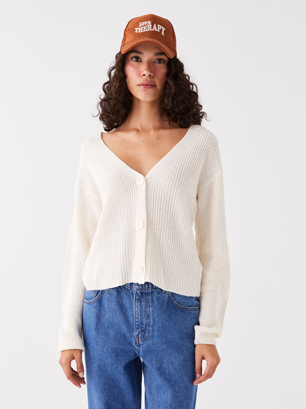 V Neck Women's Knitwear Cardigan -W3H459Z8-QB3