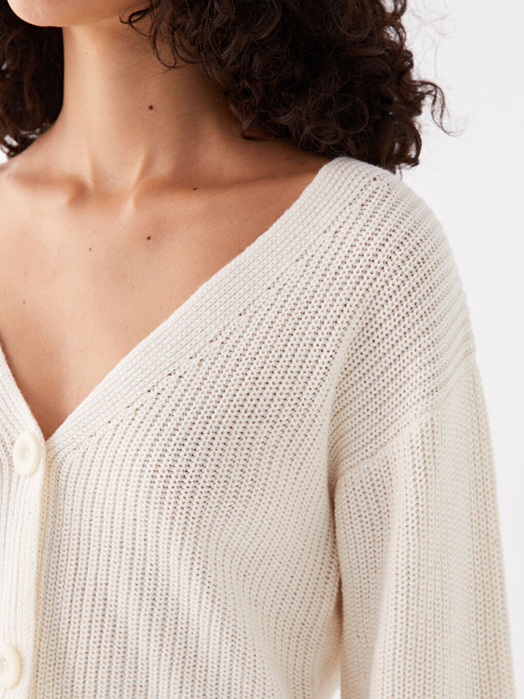 V Neck Women's Knitwear Cardigan -W3H459Z8-QB3