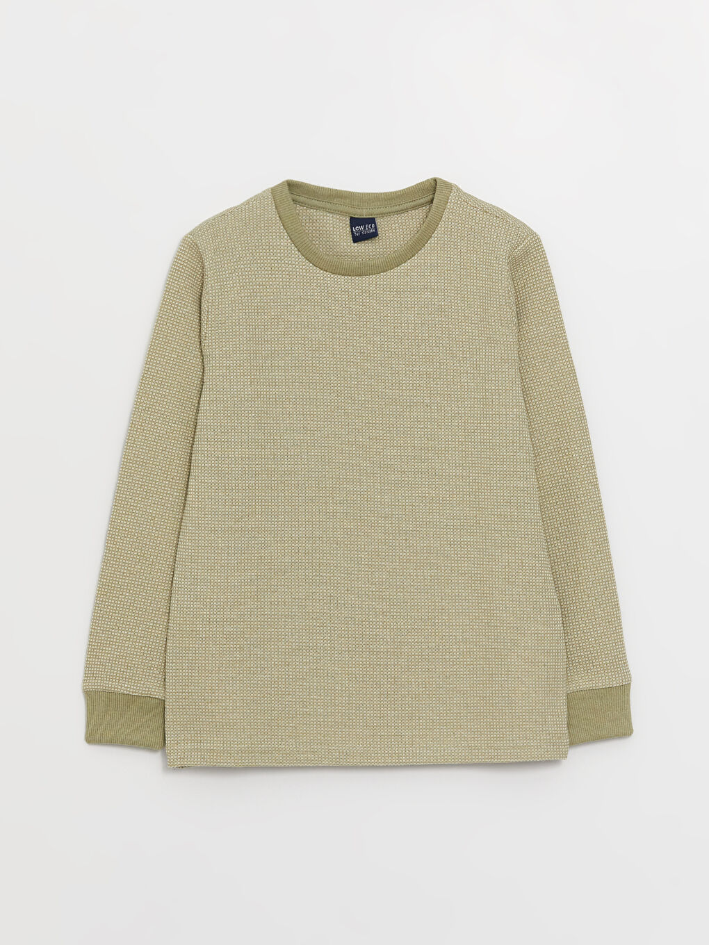 Haki Bisiklet Yaka Uzun Kollu Erkek Çocuk Tişört-3