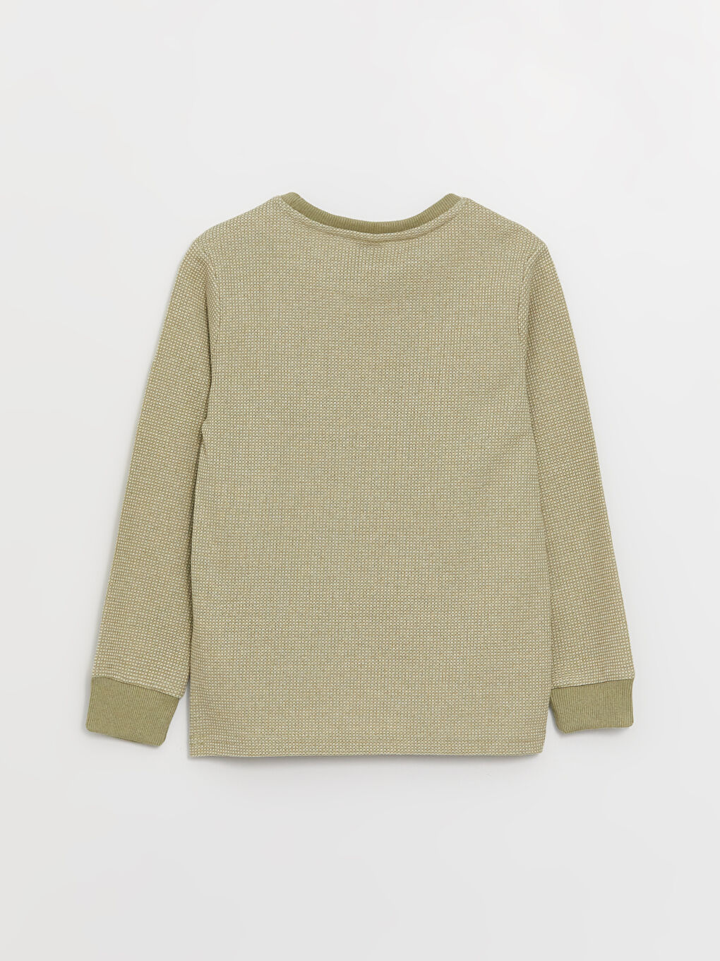 Haki Bisiklet Yaka Uzun Kollu Erkek Çocuk Tişört-4