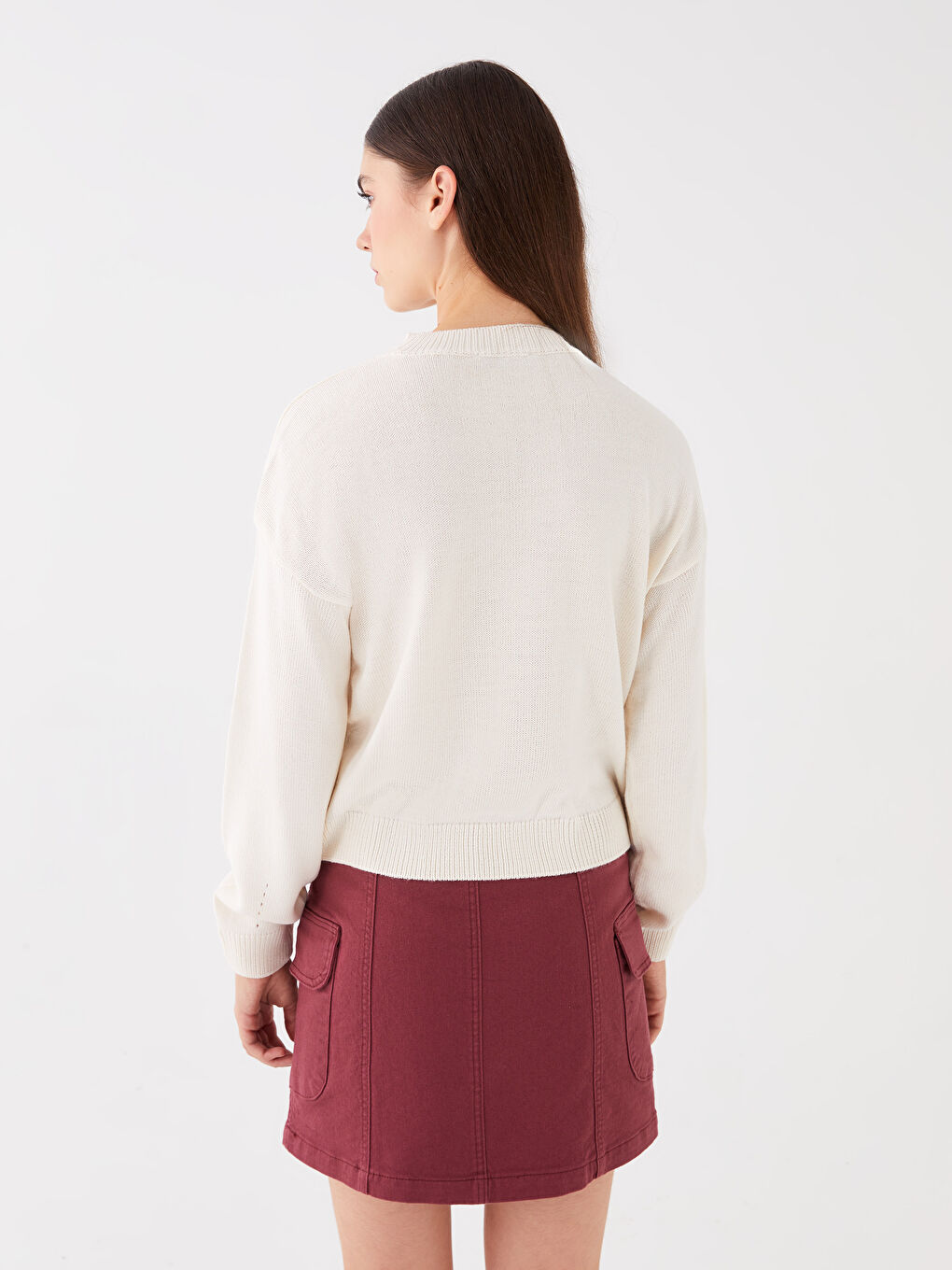 Crew Neck Embroidered Women's Knitwear Sweater-4