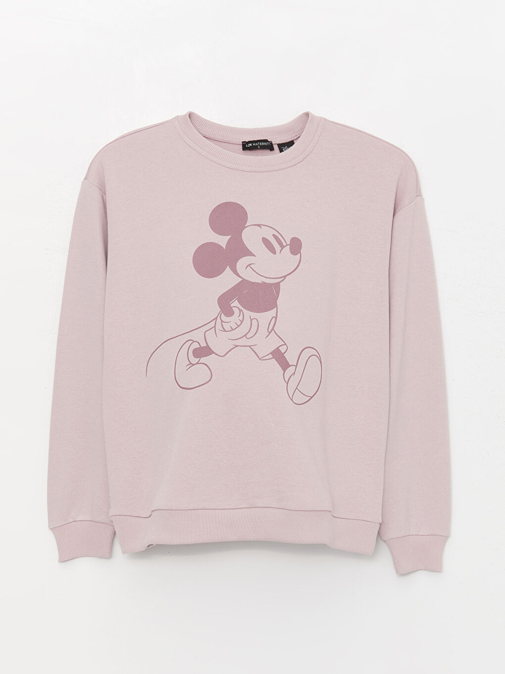 LCWAIKIKI Maternity Mat Lila Bisiklet Yaka Mickey Mouse Baskılı Uzun Kollu Hamile Sweatshirt - 5