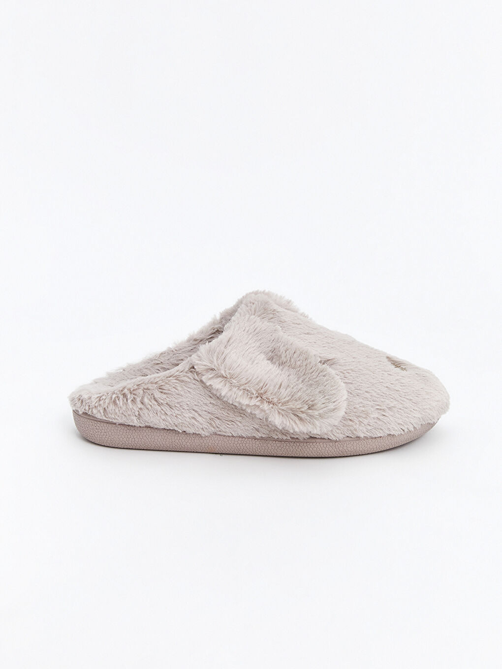 Bej 3D Detaylı Nakışlı Pelüş Kadın Ev Terliği-2