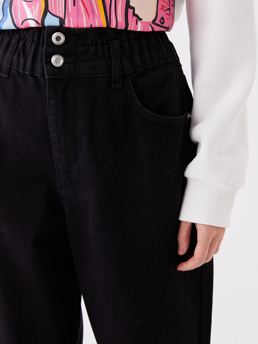 Τζιν Γυναικεία Με Ελαστική Μέση Και Χαλαρή Εφαρμογή-3