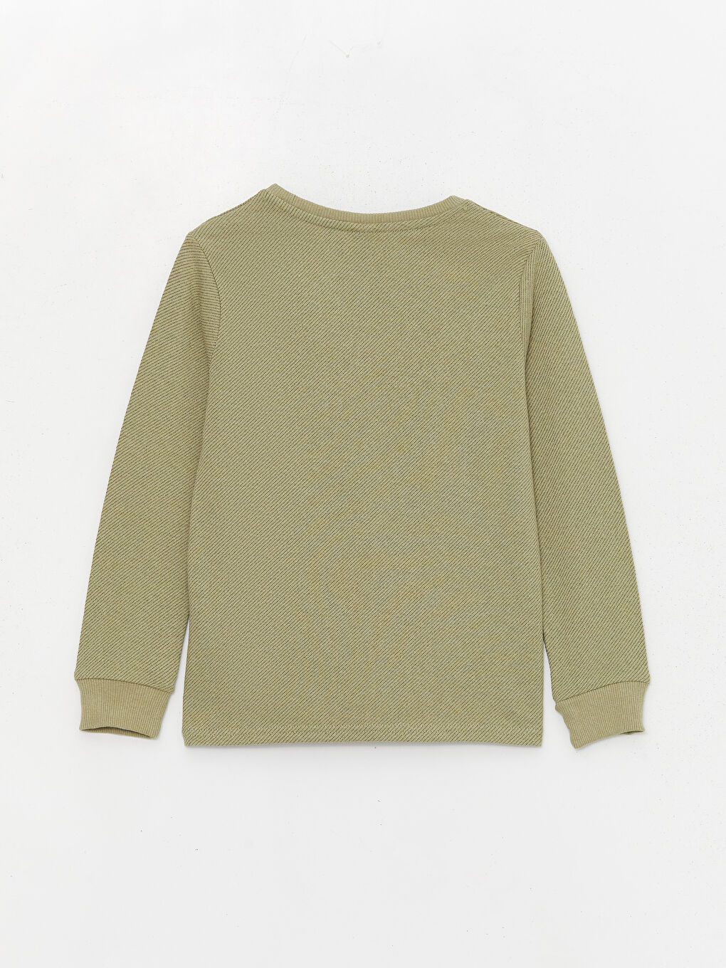 Haki Bisiklet Yaka Baskılı Uzun Kollu Erkek Çocuk Tişört-1