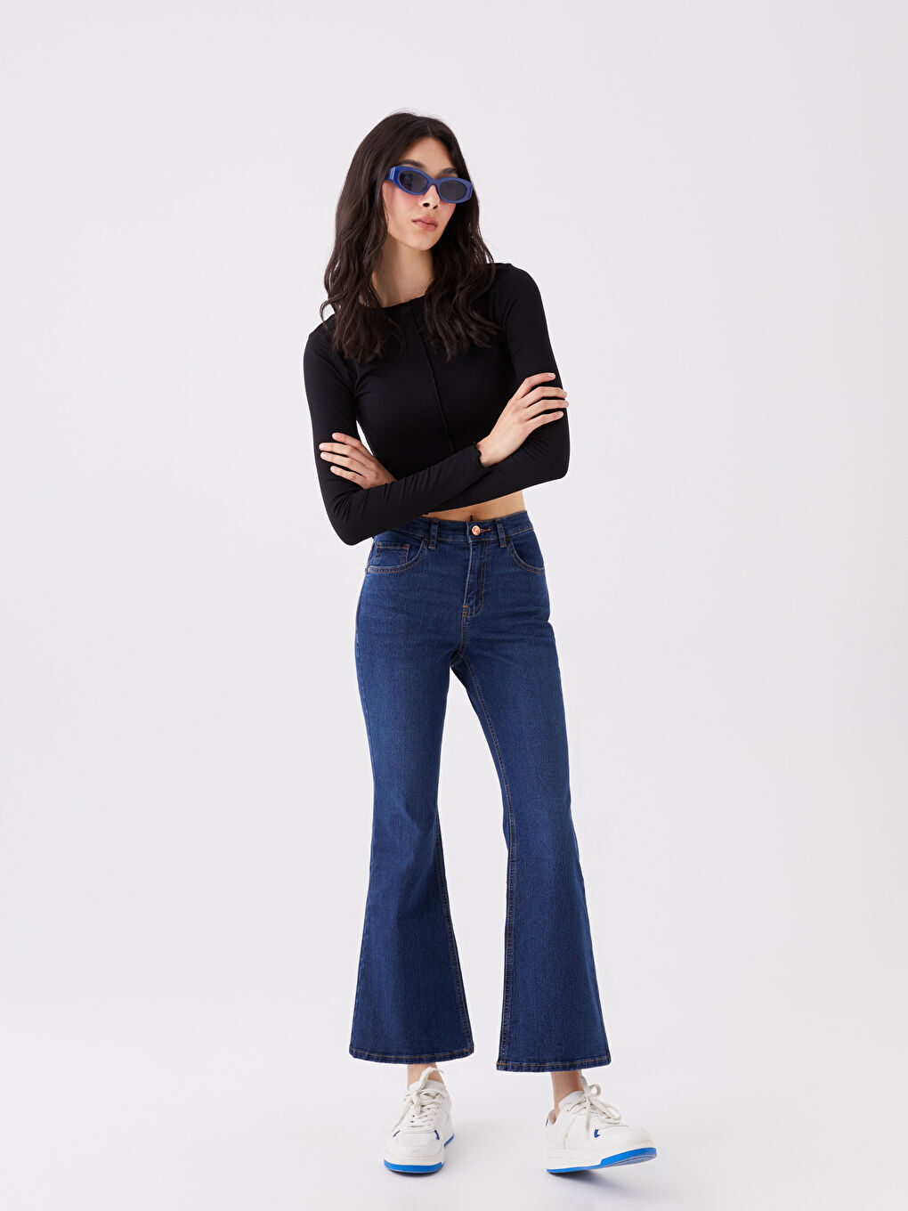 LCW Jeans Koyu Rodeo Mars Flare Kadın Jean Pantolon