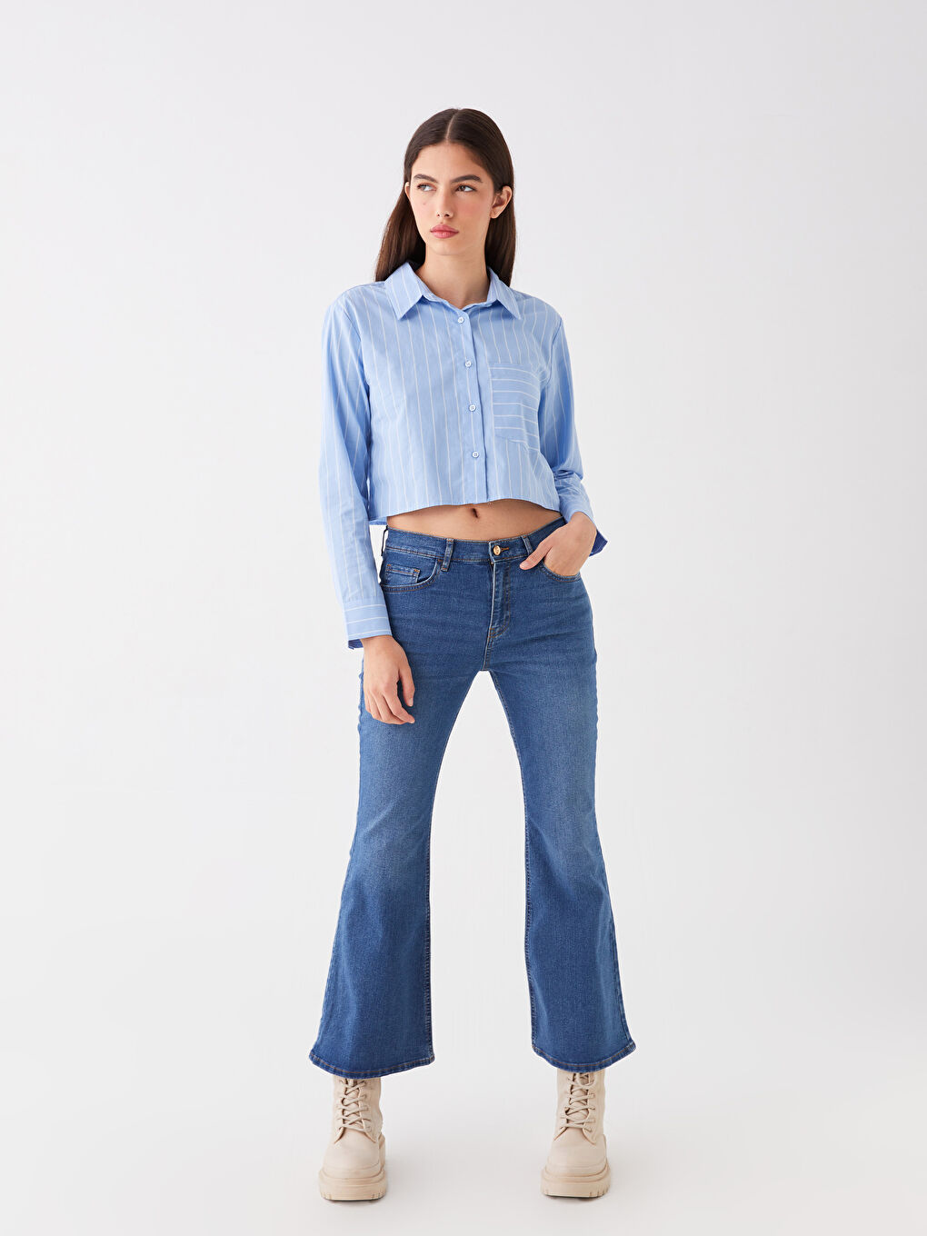 LCW Jeans Orta İndigo Rodeo Mars Flare Kadın Jean Pantolon - 1