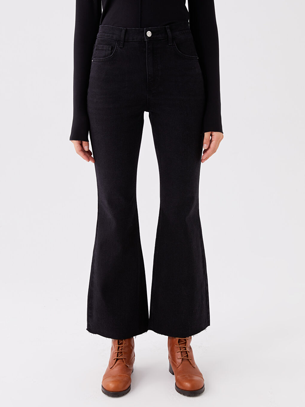 Siyah Mars Flare Kadın Jean Pantolon-2