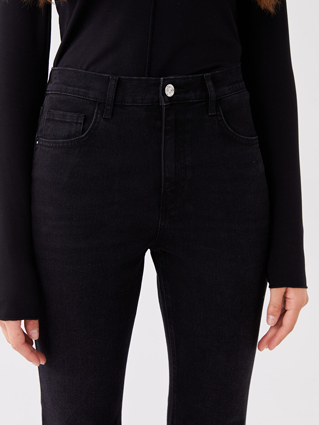 Siyah Mars Flare Kadın Jean Pantolon-4
