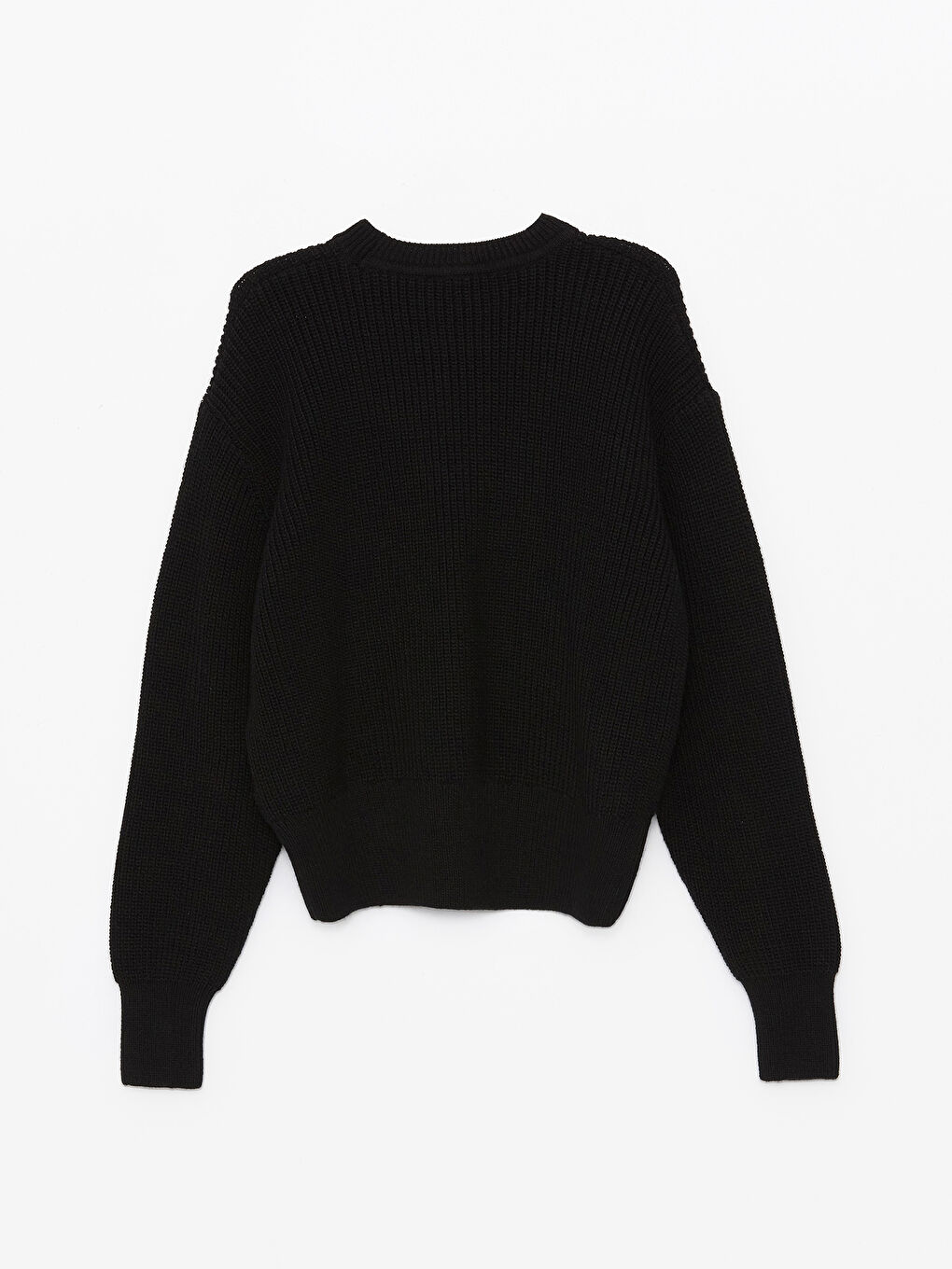 Pull-over en Tricot Uni à Col Rond et Manches Longues pour Femmes-7