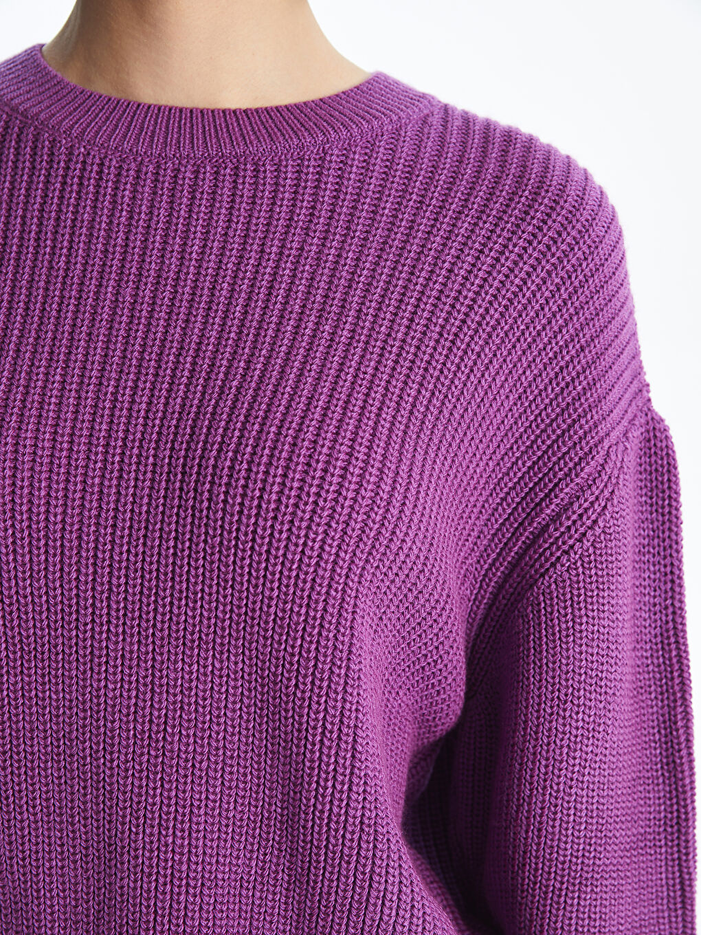 سترة تريكو سادة بياقة دائرية وأكمام طويلة للسيدات-4