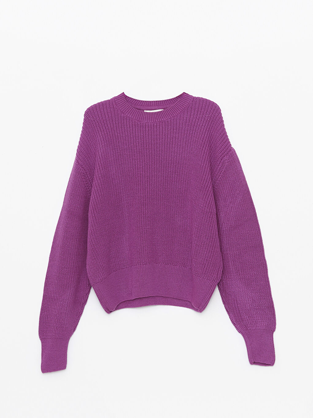 سترة تريكو سادة بياقة دائرية وأكمام طويلة للسيدات-6