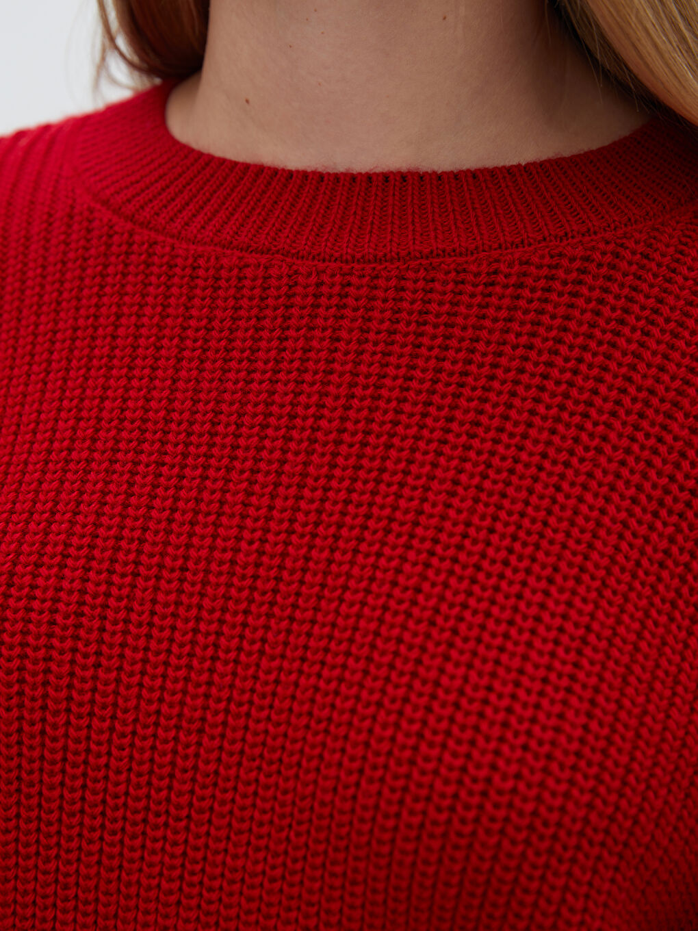 Crew Neck Plain Long Sleeve Women's Knitwear Sweater-2