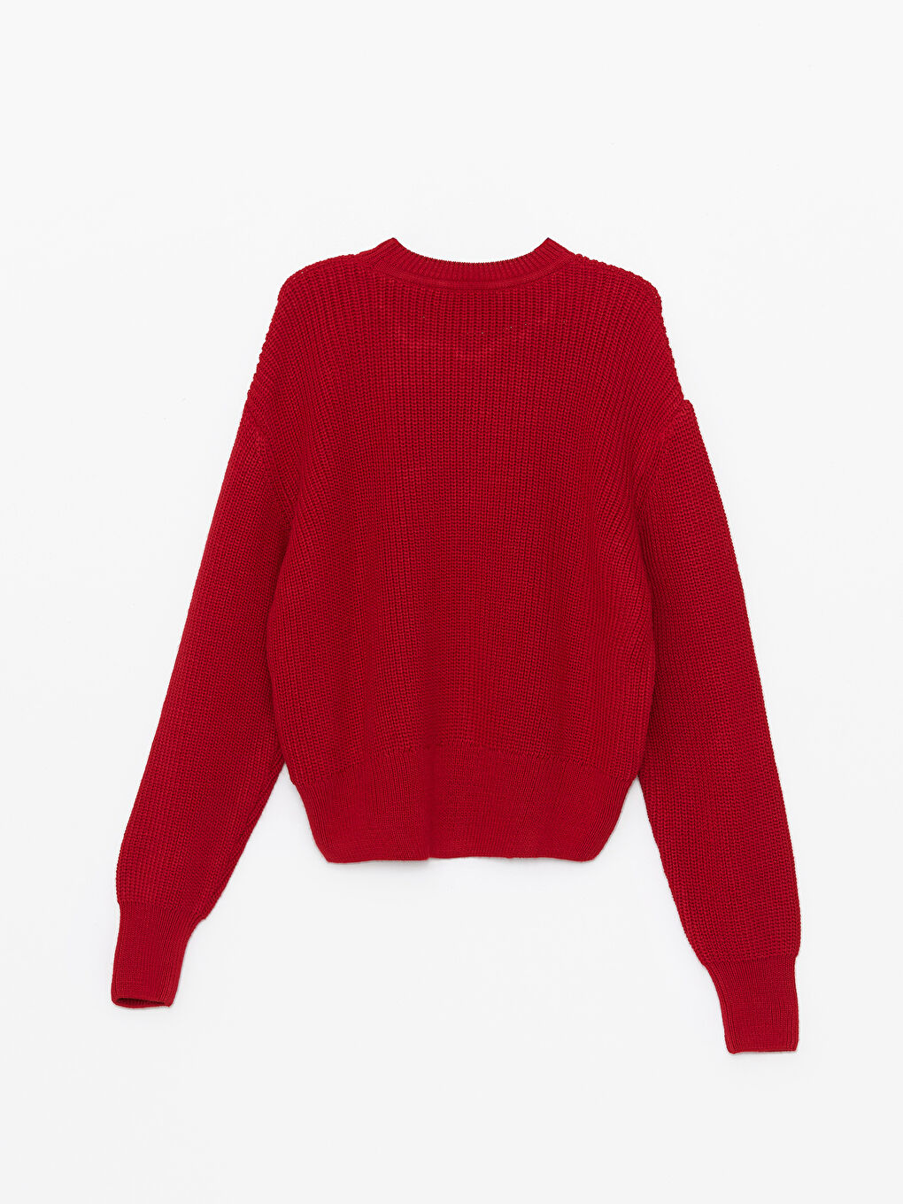 Crew Neck Plain Long Sleeve Women's Knitwear Sweater-5