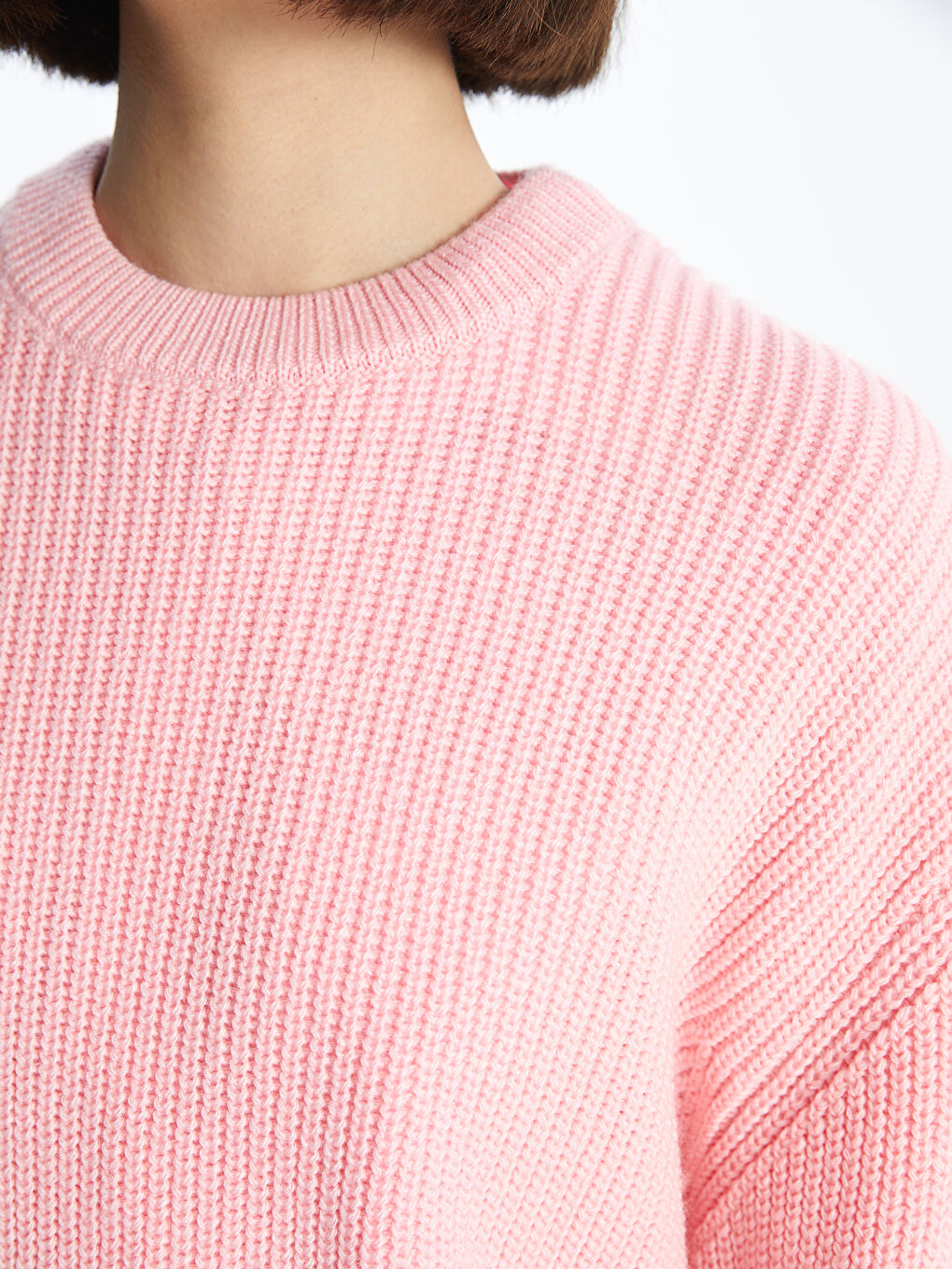 Crew Neck Plain Long Sleeve Women's Knitwear Sweater-4