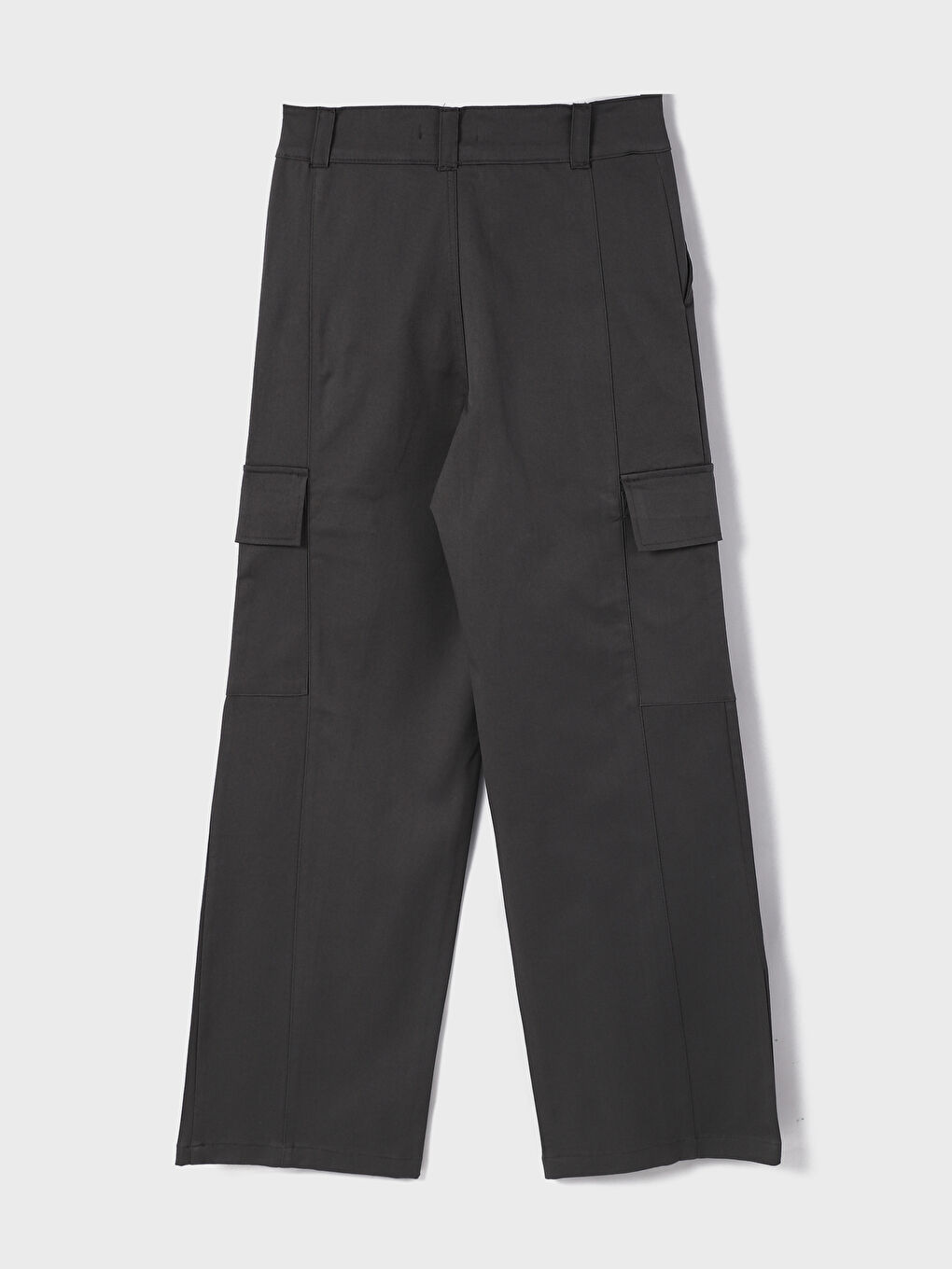 Relaxed Fit Plain Wide Leg Women's Cargo Trousers-1