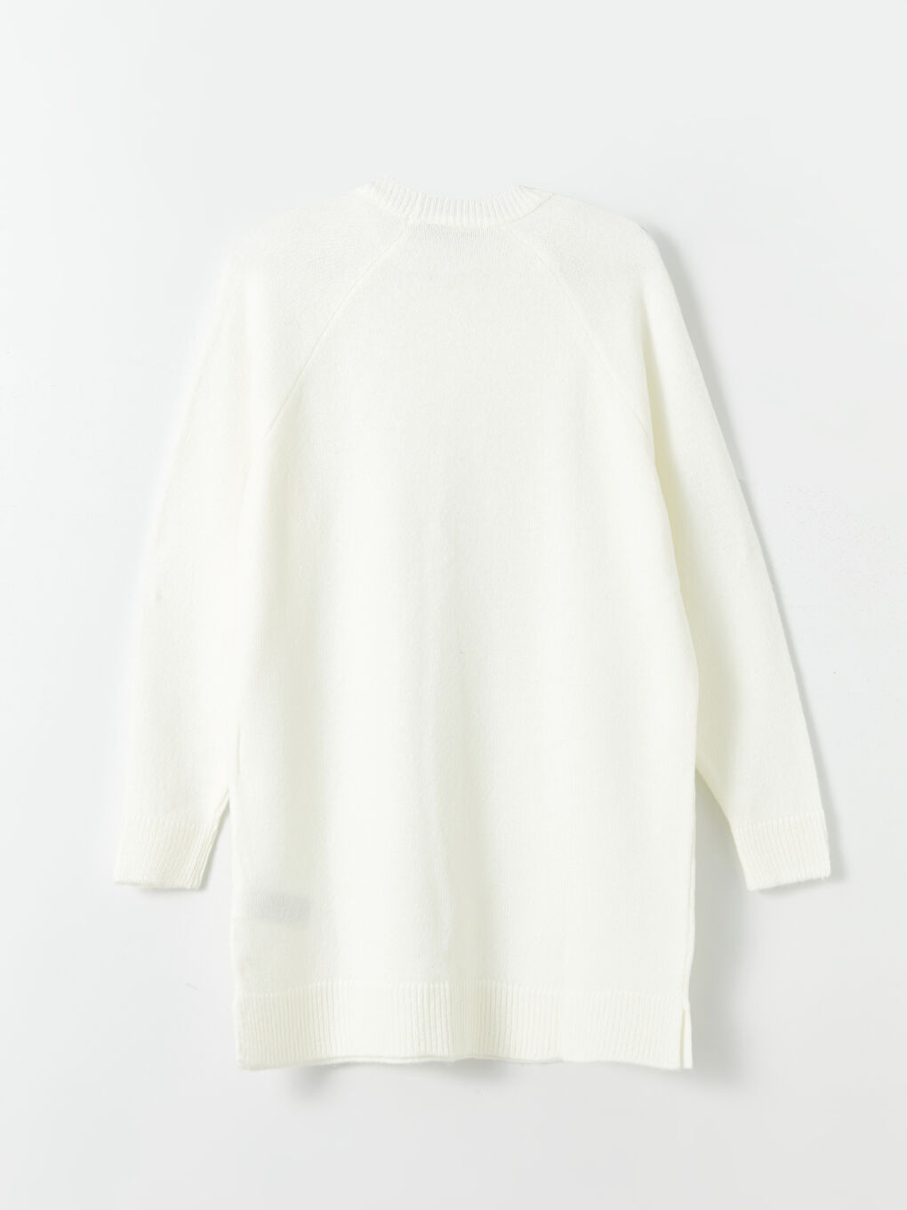 Ekru Bisiklet Yaka Baskılı Uzun Kollu Kadın Triko Tunik-6