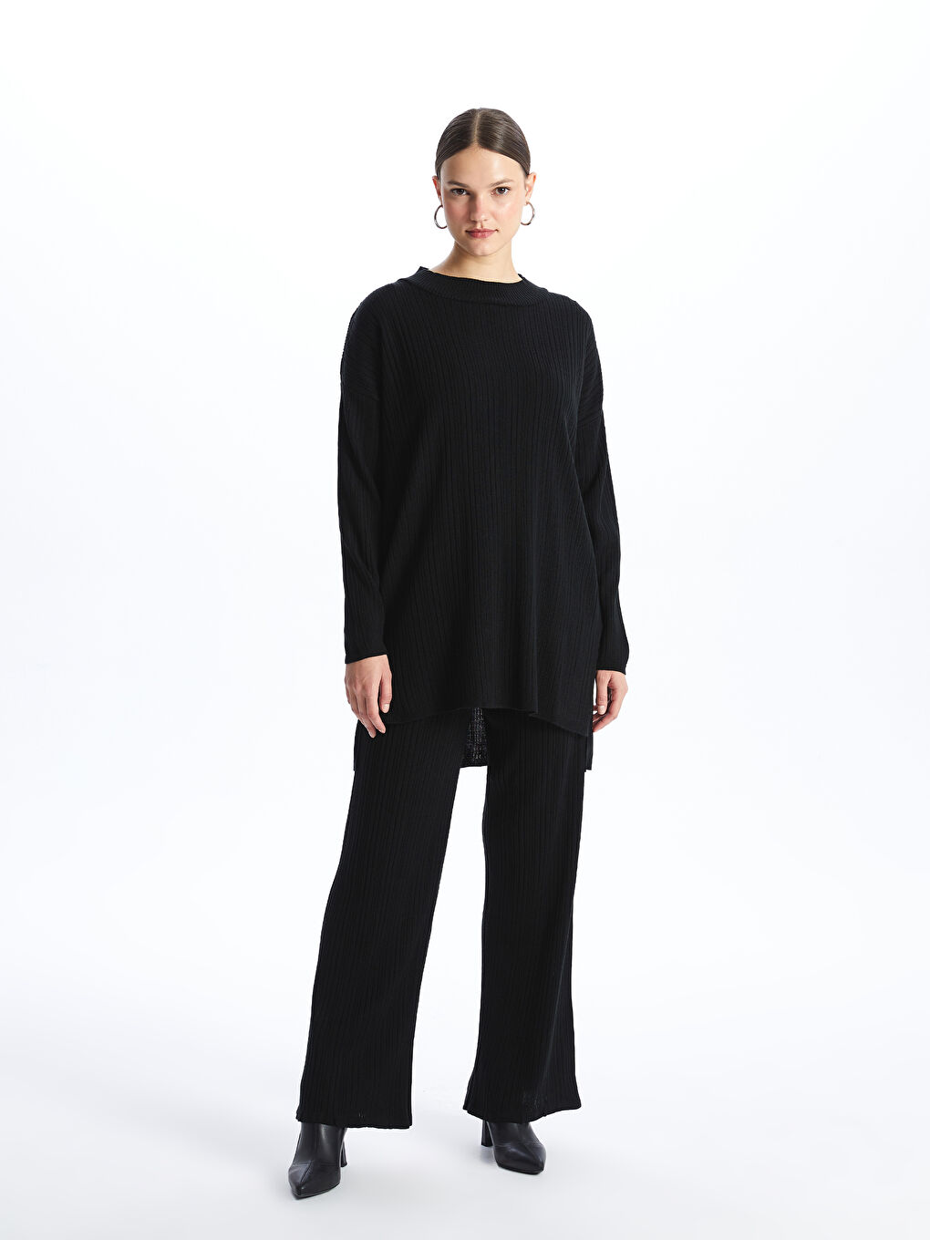 Women's Elasticated Waist Plain Knitwear Trousers