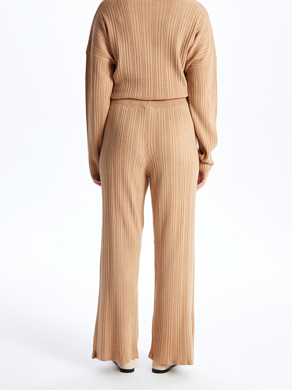 Women's Elasticated Waist Plain Knitwear Trousers -W3H737Z8-VHP