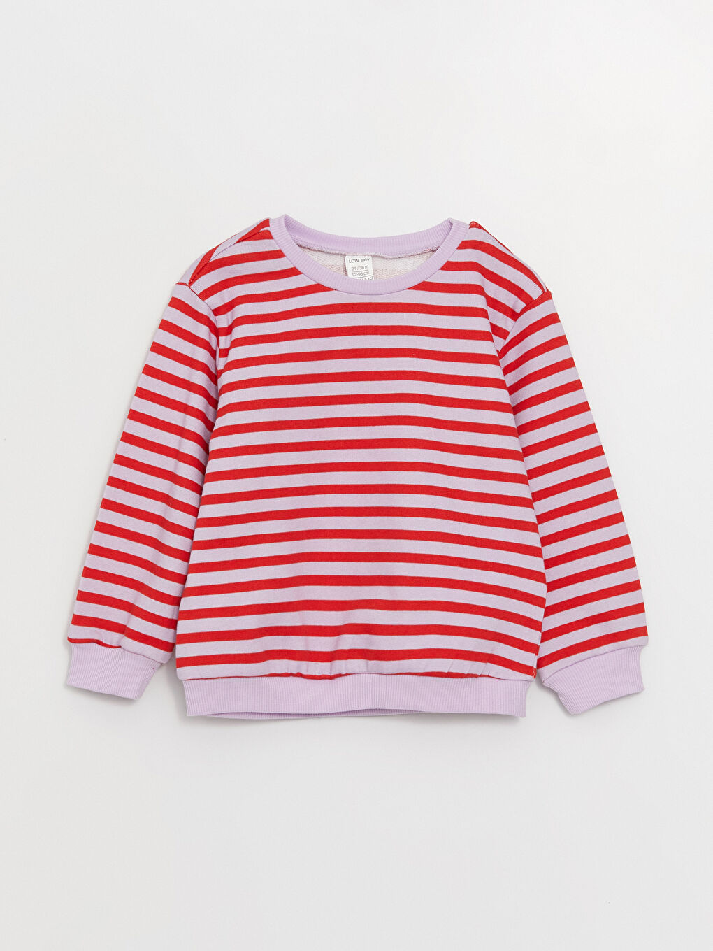 LCW baby Lila Çizgili Bisiklet Yaka Baskılı Kız Bebek Sweatshirt 3'lü - 7