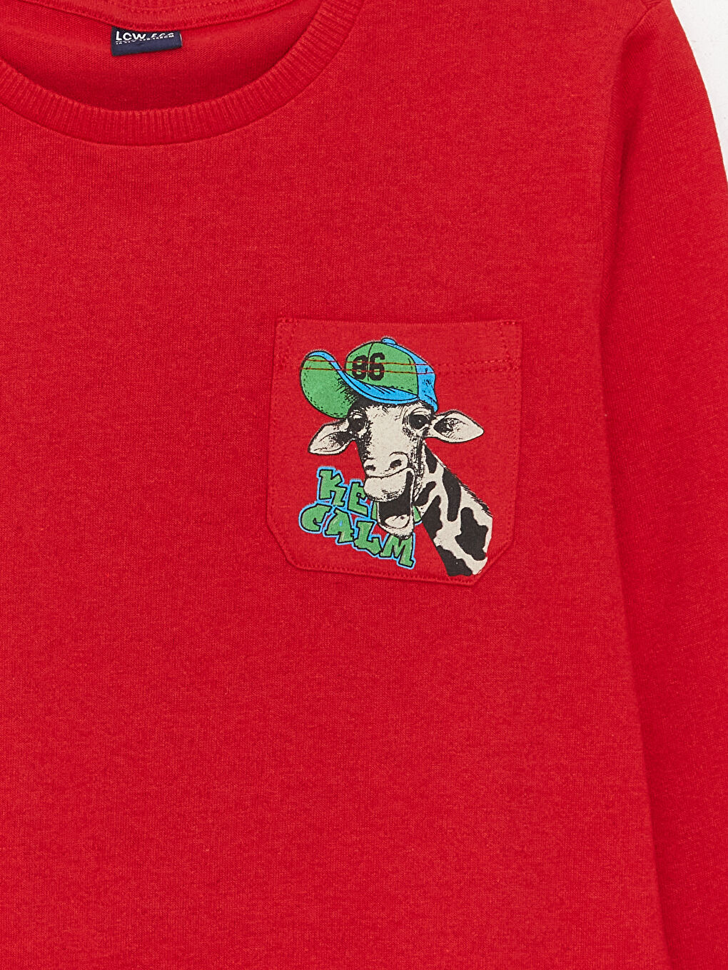 Kırmızı Bisiklet Yaka Baskılı Uzun Kollu Erkek Çocuk Tişört-1