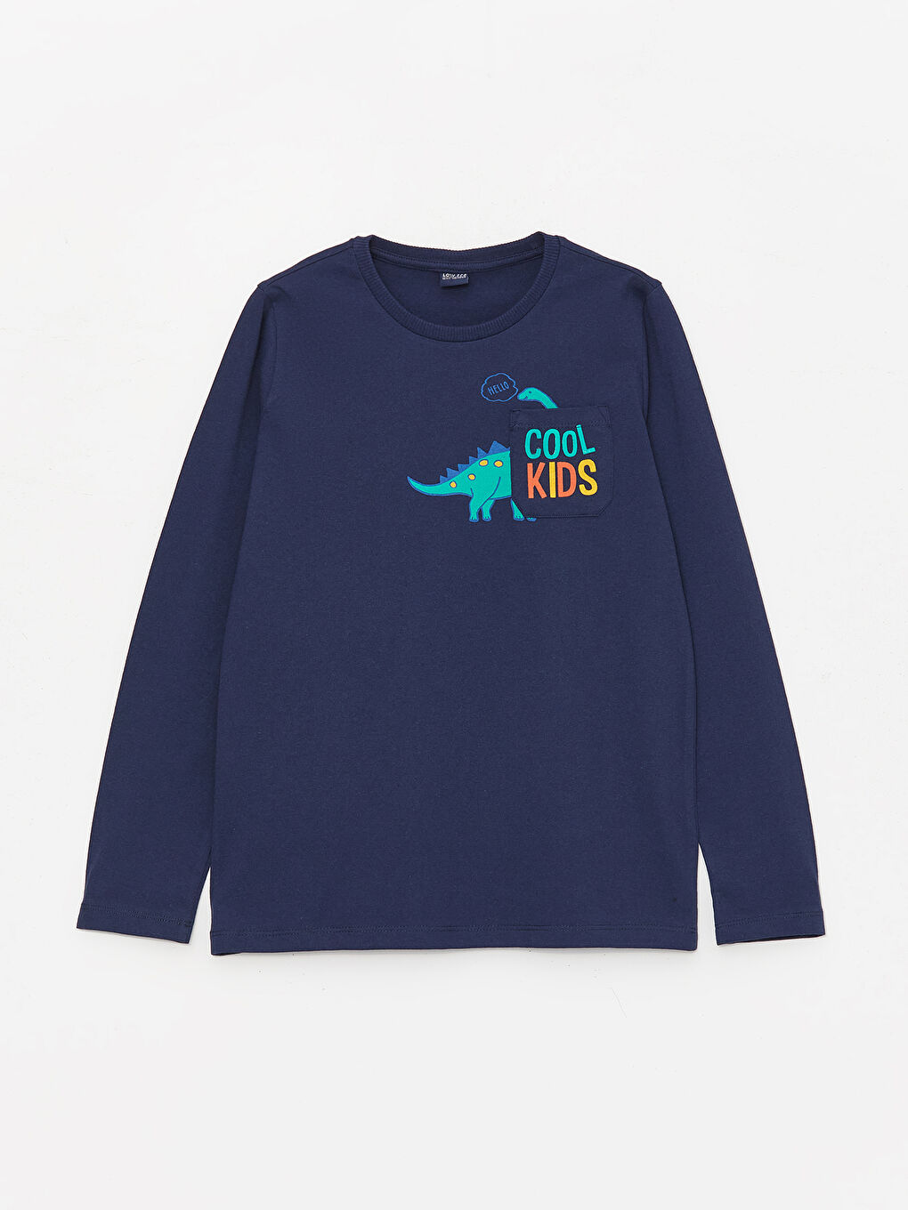 მრგვალი საყელო ნაბეჭდი გრძელმკლავიანი მაისური ბიჭებისთვის