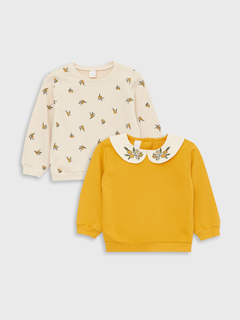Flower Patterned Baby Girl Sweatshirt 2-pack
