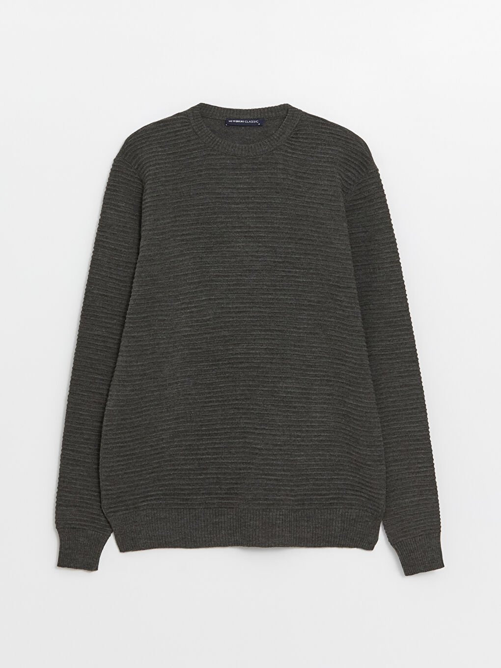 بلوفر تريكو كم طويل بياقة دائرية للرجال-5