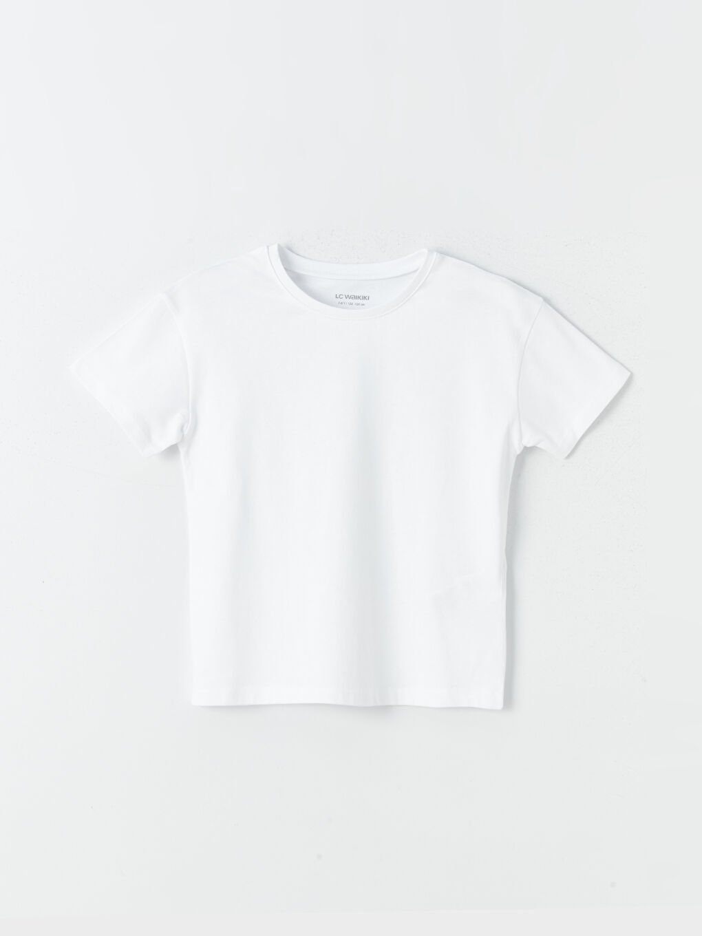 Beyaz Bisiklet Yaka Basic Kısa Kollu Kız Çocuk Tişört