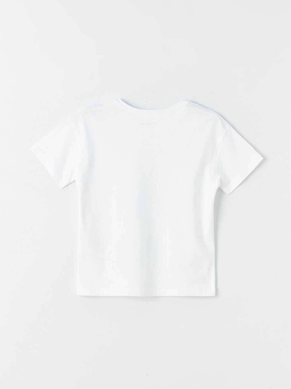 Beyaz Bisiklet Yaka Basic Kısa Kollu Kız Çocuk Tişört-1