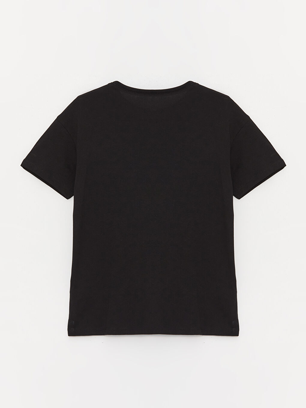 Siyah Bisiklet Yaka Basic Kısa Kollu Kız Çocuk Tişört-5