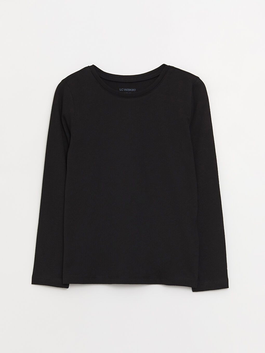 Siyah Bisiklet Yaka Basic Uzun Kollu Kız Çocuk Tişört-3