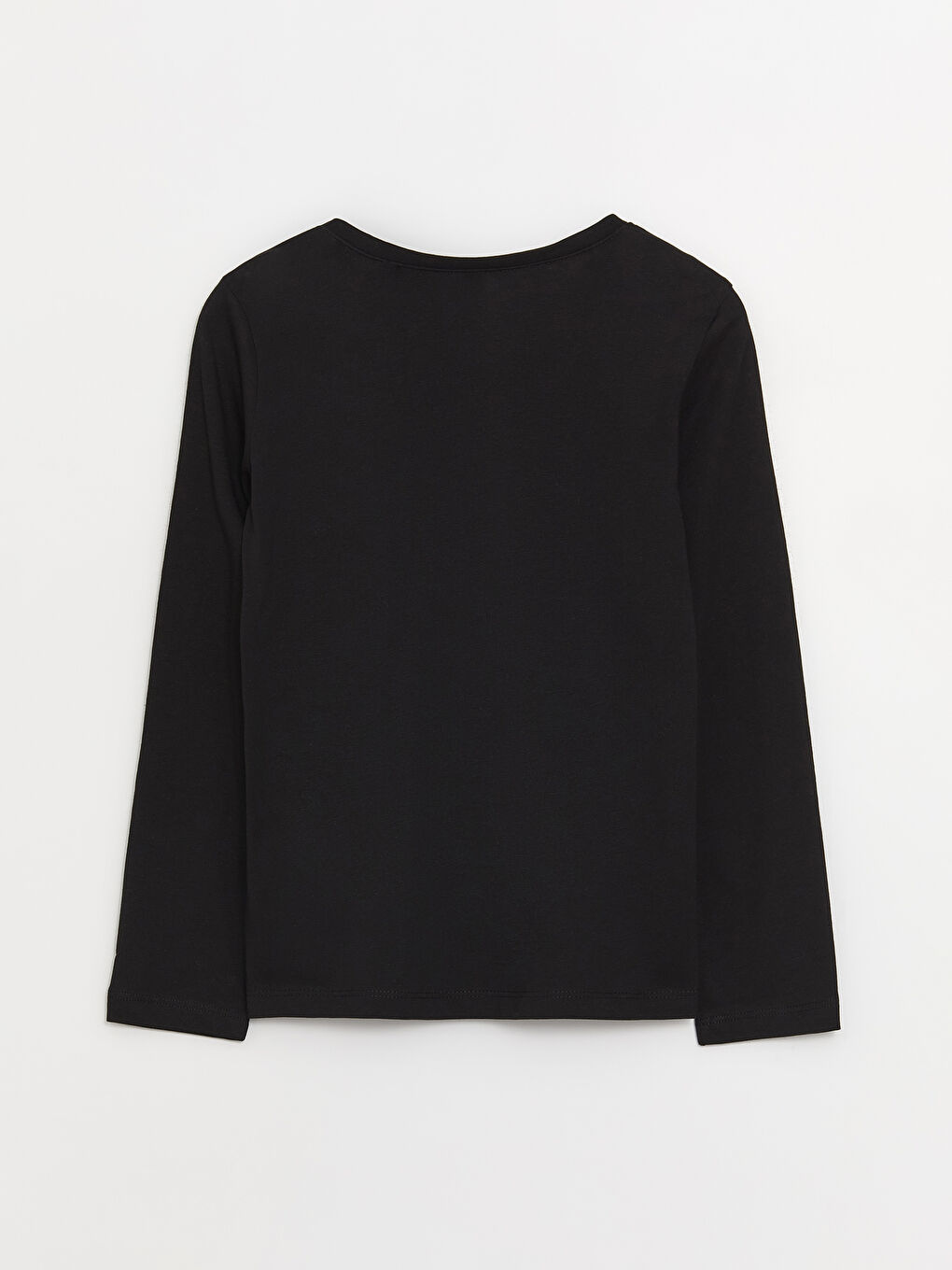 Siyah Bisiklet Yaka Basic Uzun Kollu Kız Çocuk Tişört-4